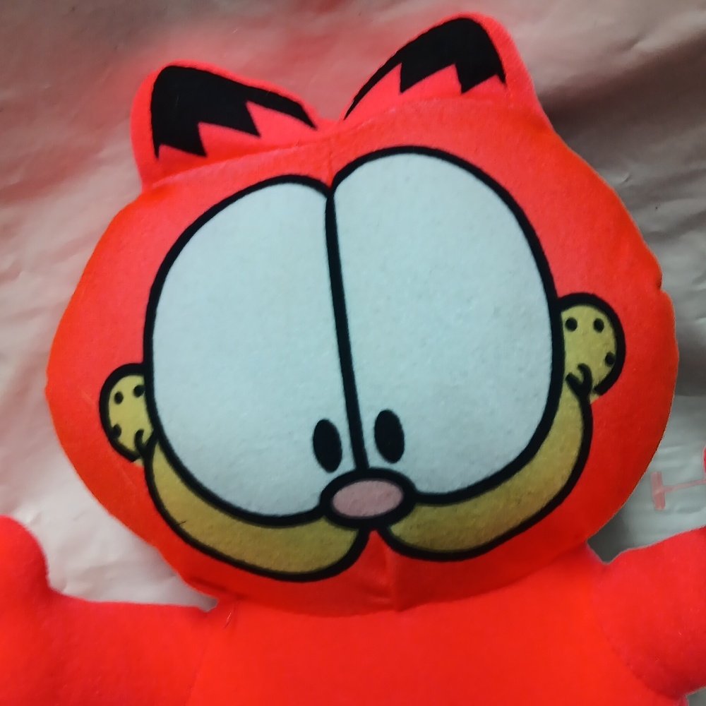 Toy Factory Nickelodeon Neon Red Cartoon Cat Plush Toy Preowned - Picture 2 of 8